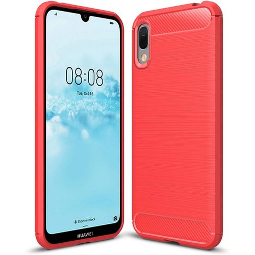Coque Huawei Y6 Pro 2019 , Etui De Protection En Tpu Ultra-Mince Souple Et Léger Avec Conception En Fibre De Carbone Pour Huawei Y6 Pro 2019 - Rouge