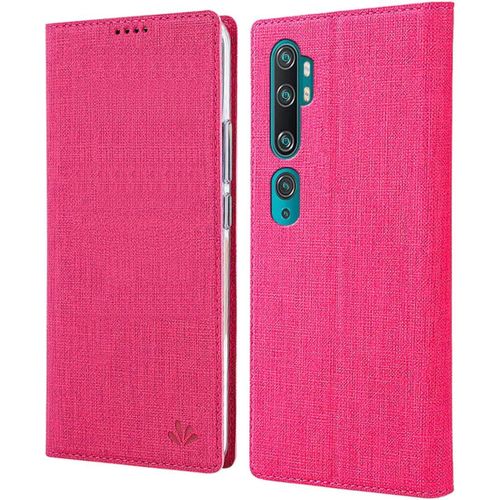 Coque Xiaomi Mi Note 10 Pro, Texture Tissu Haute Qualité Cuir Pu + Étui Intérieur Pu Souple, Étui Rabat Adsorption Magnétique Caché Pour Xiaomi Mi Note 10 Pro - Rosé