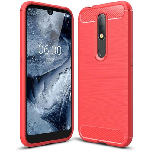 Coque Nokia 4.2, Etui De Protection En Tpu Ultra-Mince Souple Et Léger Avec Conception En Fibre De Carbone Pour Nokia 4.2 - Rouge