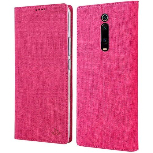 Coque Xiaomi Mi 9t Pro, Texture Tissu Haute Qualité Cuir Pu + Étui Intérieur Pu Souple, Étui Rabat Adsorption Magnétique Caché Pour Xiaomi Mi 9t Pro - Rosé
