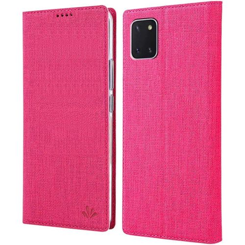 Coque Samsung Galaxy Note10 Lite, Texture Tissu Haute Qualité Cuir Pu + Étui Intérieur Pu Souple, Étui Rabat Adsorption Magnétique Caché Pour Samsung Galaxy Note10 Lite - Rosé