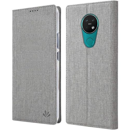 Coque Nokia 6.2, Texture Tissu Haute Qualité Cuir Pu + Étui Intérieur Pu Souple, Étui Rabat Adsorption Magnétique Caché Pour Nokia 6.2 - Gris