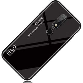 Coque Nokia 6.1 Plus, Etui De Couleur Dégradé Fantastique, Feuille Arrière En Verre Trempé, Pare-Chocs En Tpu Souple Couverture Arrière Pourr Nokia 6.1 Plus - Noir