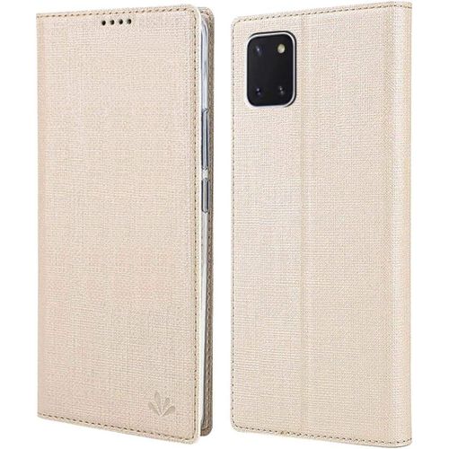 Coque Samsung Galaxy Note10 Lite, Texture Tissu Haute Qualité Cuir Pu + Étui Intérieur Pu Souple, Étui Rabat Adsorption Magnétique Caché Pour Samsung Galaxy Note10 Lite - Or