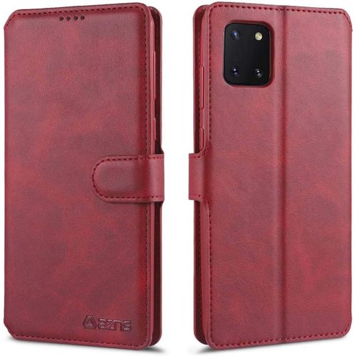 Coque Samsung Galaxy Note10 Lite, Étui Rabat Cuir Haute Qualité Avec Fente Carte Et Verrouillage Magnétique Et Fonction Support Étui Protection Pour Samsung Galaxy Note10 Lite - Rouge