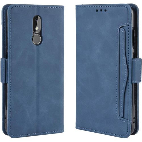 Étui Nokia 3.2, Pu Cuir Tpu Coque Intérieure Boucle Magnétique Étui À Rabat Fonction Support Fente Carte Intégrée Bo Tier Supplémentaire Fente Carte Pour Nokia 3.2 - Bleu