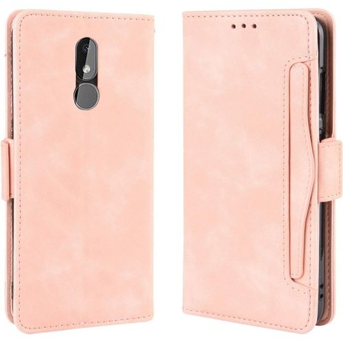 Étui Nokia 3.2, Pu Cuir Tpu Coque Intérieure Boucle Magnétique Étui À Rabat Fonction Support Fente Carte Intégrée Bo Tier Supplémentaire Fente Carte Pour Nokia 3.2 - Rose