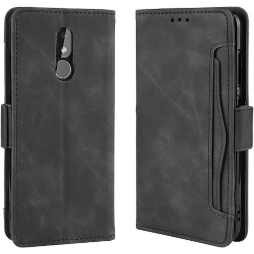 Étui Nokia 3.2, Pu Cuir Tpu Coque Intérieure Boucle Magnétique Étui À Rabat Fonction Support Fente Carte Intégrée Bo Tier Supplémentaire Fente Carte Pour Nokia 3.2 - Noir