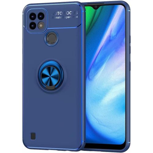 Coque Pour Oppo Realme C21 Housse Ultra Mince Doux Tpu Silicone 360 Ring Magnetique Holder Antichoc Protection Etui Bleu