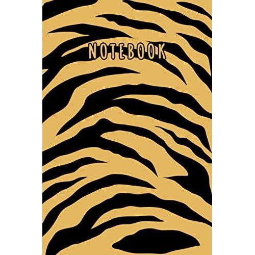 Notebook: Elegant Black Golden Yellow Tiger Stripes Skin Pattern Journal - Lined Journal & Diary For Writing Taking Notes (6"X9", 120 Pages)