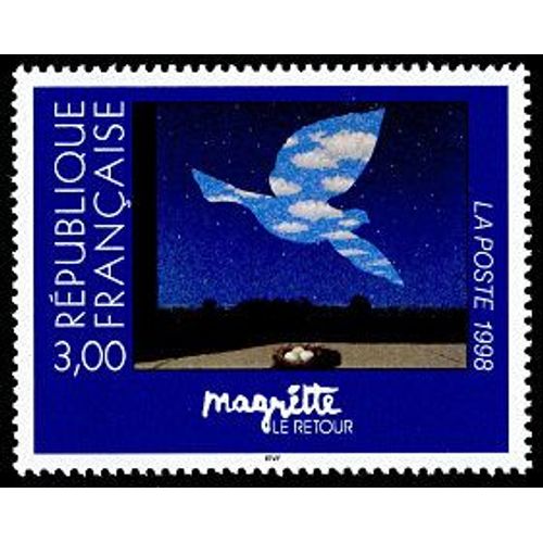 France 1998, Très Beau Timbre Neuf** Luxe Yvert 3145, Émission Commune France - Belgique, Centenaire De La Naissance De Magritte, Tableau De Magritte «Le Retour».