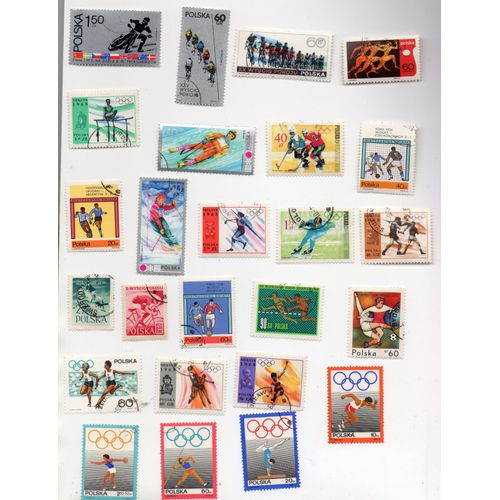 Pologne- Lot De 25 Timbres Oblitérés- Sports- Jeux