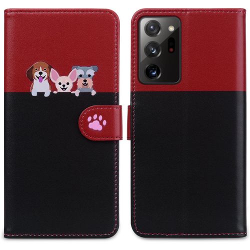 Étui Pour Samsung Galaxy Note20 Ultra Étui Magnétique Ultra-Mince Pour Téléphone Portable Étui Pour Téléphone Portable À Rabat Imprimé Animal Support Avec Fente Pour Carte¿Rouge