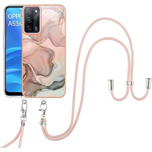 Marbre Coloré Coque Pour Oppo A16 Lanyard Phone Case Slim Housse Tpu Silicone Antichoc Motif Marbre Etui Anti Rayures Protection Housse Souple Rigide Pc Protection Pour Oppo A16,Orange Clair