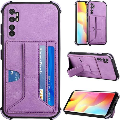 Étui Pour Xiaomi Mi Note 10 Lite Cover Stand Wallet Cover Couleur Unie Doux Peau Étui Téléphone Cuir Pu Antichoc Anti Chute Étui Carte Fente Mode Housse Protection Pour Xiaomi Mi Note 10 Lite Mauve