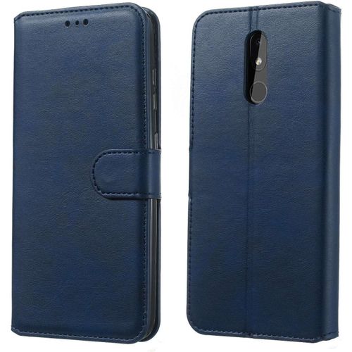 Coque En Cuir Pour Nokia 3.2 Coque Portefeuille Étuis À Rabat Folio Pu&tpu Fente Pour Carte Support Fermeture Magnétique Housse De Téléphone Antichoc Bleu