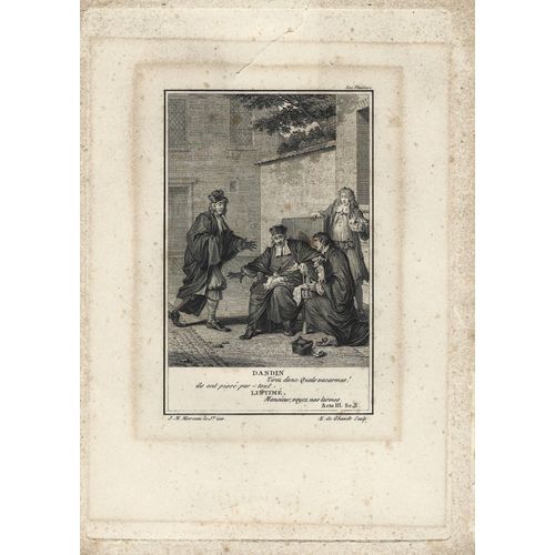 Gravure En Taille Douce Du Xviii E Siècle Illustrant Georges Dandin D’ Après J.M. Moreau Le Jeune Par E. De Ghendt