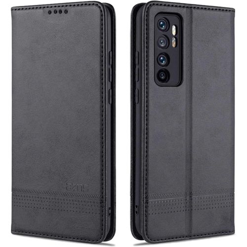 Coque Pour Xiaomi Mi Note 10 Lite Coque À Rabat Étui De Protection Housse En Cuir Avec Béquille Porte Carte Magnétique Fermeture Noir