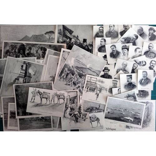 Lot De 52 Dessins Gravures Et Portraits De Georges Montbard Sur Papier Cartonné (Livre De 1910 : Paul Combes Les Héros Boers D'afrique Du Sud)
