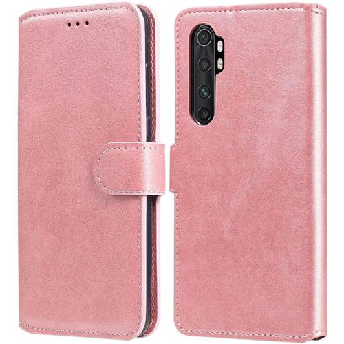 Coque En Cuir Pour Xiaomi Mi Note 10 Lite Coque Portefeuille Étuis À Rabat Folio Pu & Tpu Fente Pour Carte Support Fermeture Magnétique Housse De Téléphone Antichoc Or Rose