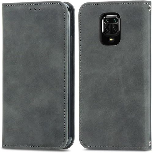 Coque Pour Xiaomi Redmi Note 9s Étuis À Rabat Coque Portefeuille Folio Fentes Pour Cartes Support Flip Cover Housse De Protection Pour Xiaomi Redmi Note 9 Pro/Redmi 9 Pro Max Gris