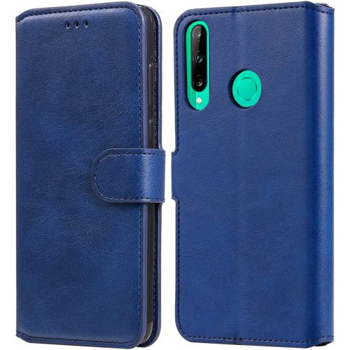 Coque En Cuir Pour Huawei Y6p Coque Portefeuille Étuis À Rabat Folio Pu & Tpu Fente Pour Carte Support Fermeture Magnétique Housse De Téléphone Antichoc Bleu