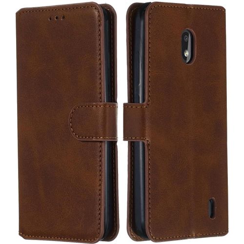 Coque En Cuir Pour Nokia 2.2 Coque Portefeuille Étuis À Rabat Folio Pu&tpu Fente Pour Carte Support Fermeture Magnétique Housse De Téléphone Antichoc Marron