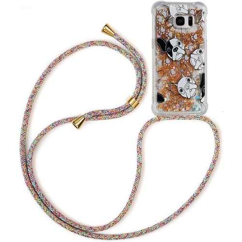 Bling Glitter Liquid Case Avec Corde Pour Samsung Galaxy S7 Edge, Transparent Crystal Soft Silicone Tpu Bumper Protector Case Avec Cordon Pendentif Réglable Case And Strap