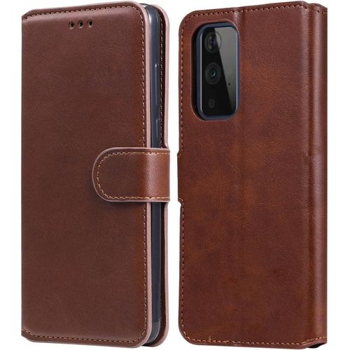 Coque En Cuir Pour Oneplus 9 Coque Portefeuille Étuis À Rabat Folio Pu & Tpu Fente Pour Carte Support Fermeture Magnétique Housse De Téléphone Antichoc Marron