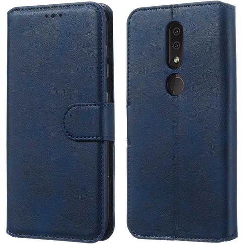 Coque En Cuir Pour Nokia 4.2 Coque Portefeuille Étuis À Rabat Folio Pu&tpu Fente Pour Carte Support Fermeture Magnétique Housse De Téléphone Antichoc Bleu