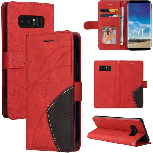 Coque Samsung Galaxy Note 8 Étui En Cuir Samsung Galaxy Note 8 Coque Portefeuille Avec Emplacements Cartes Béquille Housse De Protection Samsung Galaxy Note 8 Flip Cover Rouge