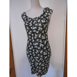 H&m Robe Fleurie Stretch Moulante T 38