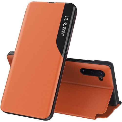 Case Pour Samsung Galaxy Note 10 Coque Flip Hard Pc+Pu Cuir Smart Window Avec Support Housse Magnetic Antichoc Protection Etui Pour Samsung Galaxy Note 10 Qhbx Orange.
