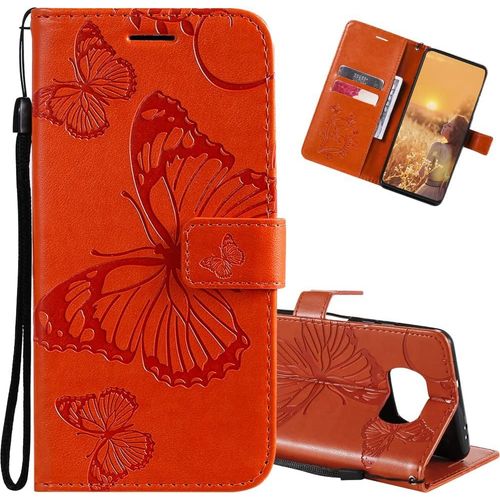 Portefeuille Étui Pour Xiaomi Poco X3 Nfc, Butterfly Embossed Cuir Pu Flip Magnétique Closure Stand Housse Avec Card Slot Protection Coque Pour Xiaomi Poco X3 Nfc/X3 Pro/X3 Kthd Orange.