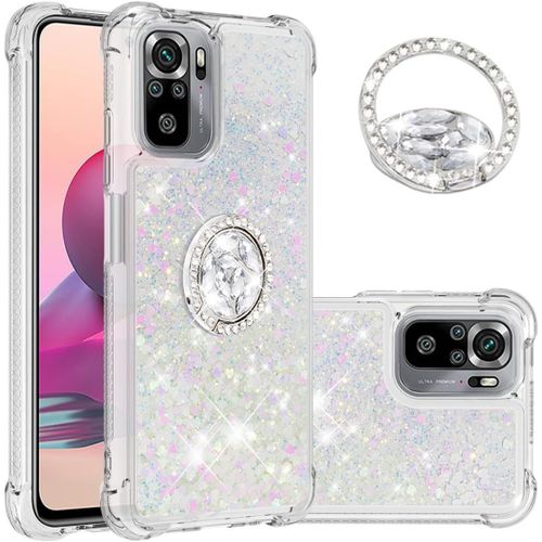 Coque Pour Xiaomi Redmi Note 10 4g Brillant Paillette Floating Quicksands Kawaii Etui Housse Tpu Antichoc Avec Béquille Cover Pour Xiaomi Redmi Note 10s/Note 10 4g.Ybz White