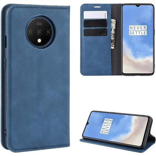 Téléphone Housse De Protection For Oneplus 7t Rétro Peau D'affaires Magnétique D'aspiration En Cuir Avec Porte-Bracket-Chuck Couleur : Dark Blue