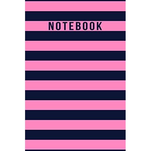Notebook: Elegant Pink And Blue Navy Striped Journal - Lined Journal & Diary For Writing And Taking Notes