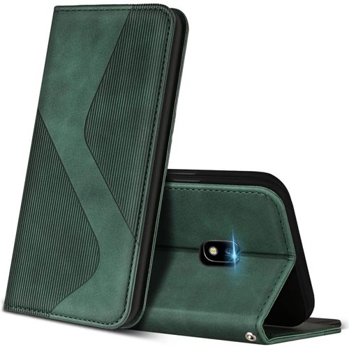 Coque Pour Samsung Galaxy J7 2017, Premium Étui Housse En Cuir De Protection Avec Emplacements Cartes Magnetique , Clapet Folio Portefeuille Pour Samsung J7 2017 Vert