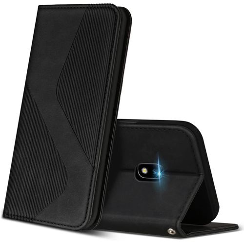 Coque Pour Samsung Galaxy J7 2017, Premium Étui Housse En Cuir De Protection Avec Emplacements Cartes Magnetique , Clapet Folio Portefeuille Pour Samsung J7 2017 Noir