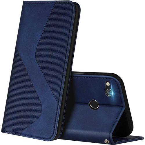 Coque Pour Huawei P8 Lite 2017, Premium Étui Housse En Cuir De Protection Avec Emplacements Cartes Magnetique , Clapet Folio Portefeuille Pour Huawei P8 Lite 2017 Bleu