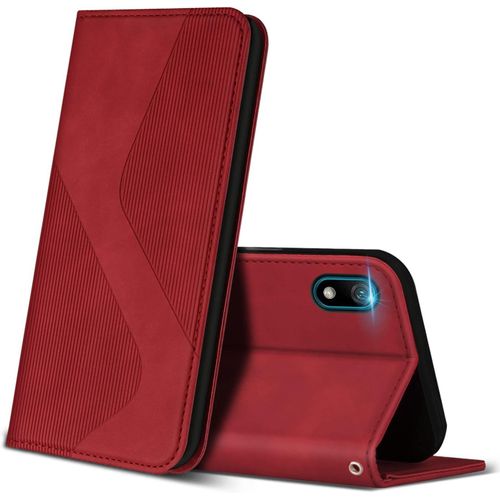 Coque Pour Huawei Y5 2019, Premium Étui Housse En Cuir De Protection Avec Emplacements Cartes Magnetique , Clapet Folio Portefeuille Pour Huawei Y5 2019 / Honor 8s Rouge