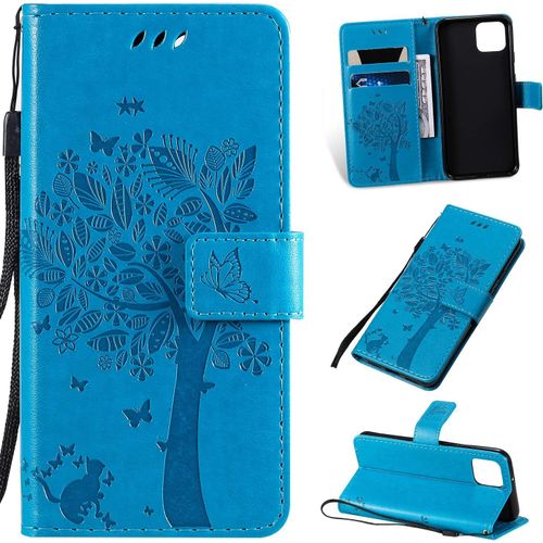 Coque Google Pixel 4 Pu Cuir Portefeuille Housse Rabat Antichoc Pochette Protector Etui Case Cover Avec Support Pour Google Pixel 4 Bleu