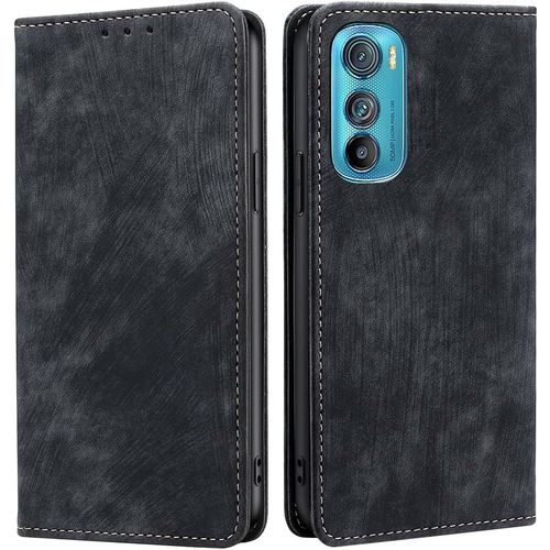 Flip Coque Pour Motorola Edge 40 5g, Etui Protection Housse Premium En Cuir Pu Vintage Avec Portefeuille, Porte-Cartes, Béquille, Fermeture Magnétique, Etui À Rabat ¿ Noir