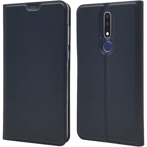 Coque Nokia 3.1 Plus Ultra Mince Portefeuille Emplacement Carte Fermeture Magnétique Clapet Folio Étui Cuir Pu Et Tpu Bumper Protection Pour Nokia 3.1 Plus Noir