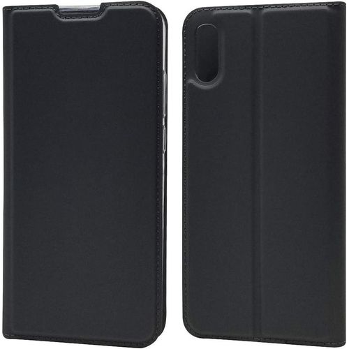 Coque Huawei Y6 Pro 2019 Ultra Mince Portefeuille Emplacement Carte Fermeture Magnétique Clapet Folio Étui Cuir Pu Et Tpu Bumper Protection Pour Huawei Y6 Pro 2019 Noir