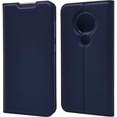 Coque Nokia 7.2, Ultra Mince Portefeuille, Emplacement Carte, Fermeture Magnétique, Clapet Folio Étui, Cuir Pu Et Tpu Bumper, Protection Pour Nokia 7.2 Bleu