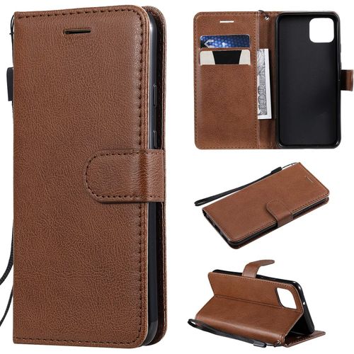 Coque Google Pixel 4 Housse Pour Google Pixel 4 En Cuir Portefeuille Etui Avec Fentes De Cartes Fonction Support Fermeture Magnétique Marron