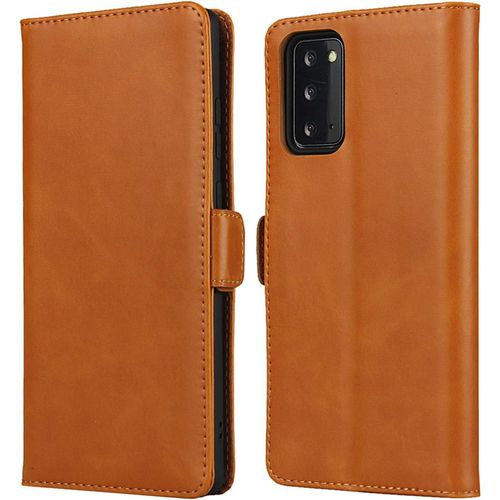 Étui Portefeuille En Cuir Premium Pour Samsung Galaxy Note 20 5g / Note 20, Béquille En Cuir Véritable Avec Fentes Pour Cartes, Fait À La Main Pour Samsung Note 20 Orange Sombre