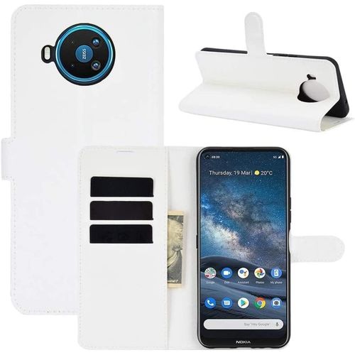 Etui À Rabat Compatible Avec Nokia 8.3 Etui À Rabat Nokia 8.3 Book Case Nokia 8.3 Etui Portefeuille En Cuir Synthétique Fermeture Magnétique Blanc
