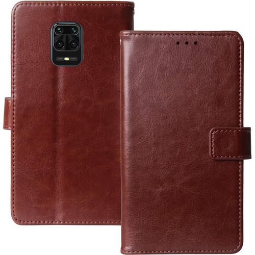 Flip Premium Retro Business Cuir Housse Tpu Silicone Coque Étui Pour Xiaomi Redmi Note 9s / 9 Pro / 9 Pro Max 6.67"" Cas Téléphone Couverture Protecteur Portefeuille Cover Case Support Brun